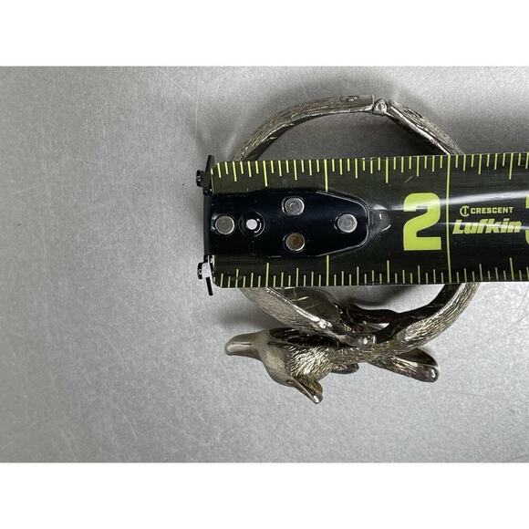 Vintage CASTLECLIFF Silver Plated Platinum FOX Clamper Cuff Bracelet